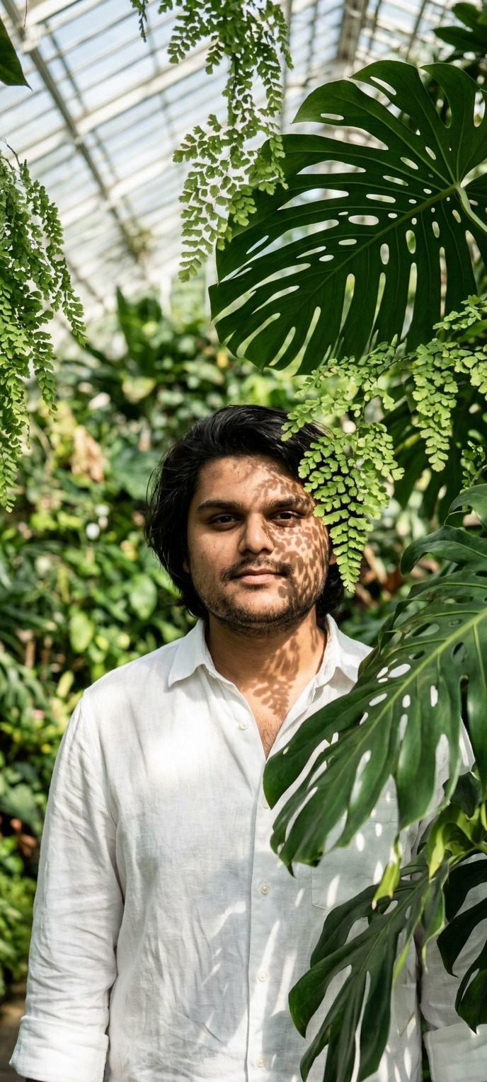 Founder inspecting botanical biomass